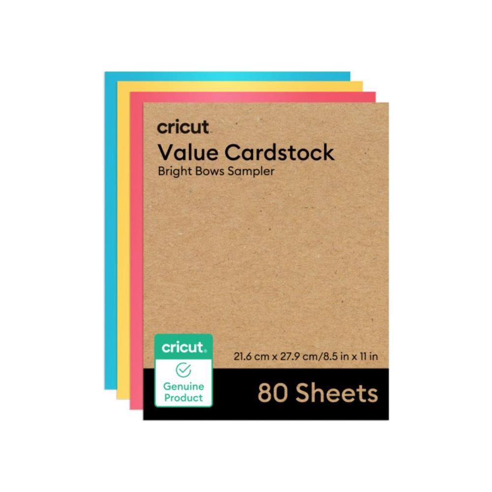 Pacote Econômico de Cartolina Cricut, Tons Brilhantes, 21,6 × 27,9 cm, 80 Folhas