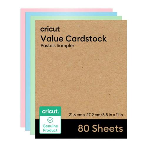 Pacote Econômico de Cartolina Cricut, Tons Pastel, 21,6 × 27,9 cm, 80 Folhas