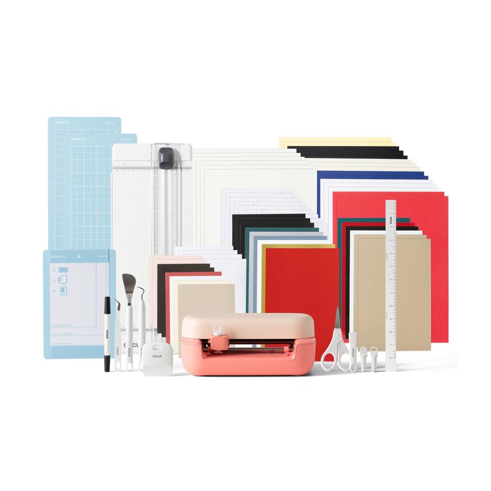 Cricut Joy 2 Coral + Kit Deluxe - Máquina de Corte Inteligente Portátil 11,4 cm com Bluetooth, Corta 50+ Materiais como Vinil e Cartolina