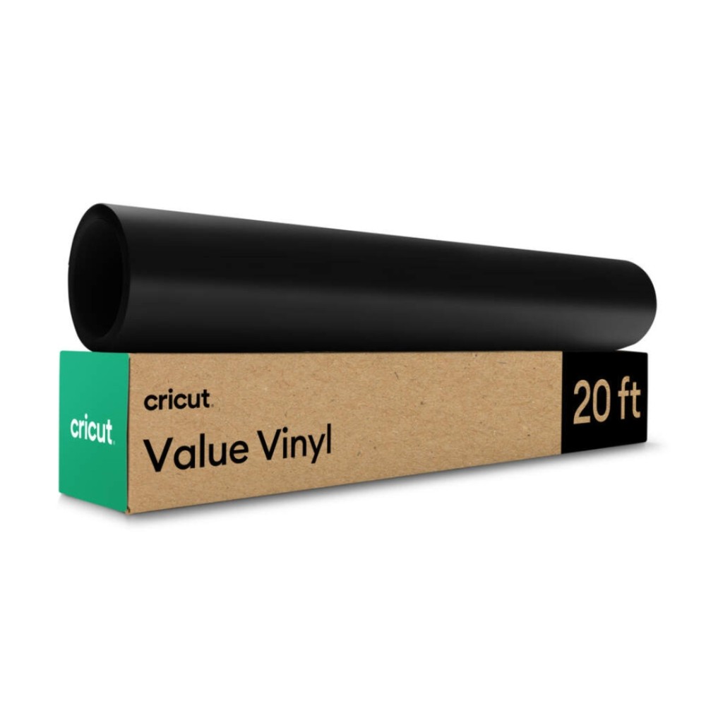 Vinil Adesivo Permanente, Cricut, Value Vinyl, 30,5 cm × 6,1 m, Acabamento Fosco, Preto, 2012049