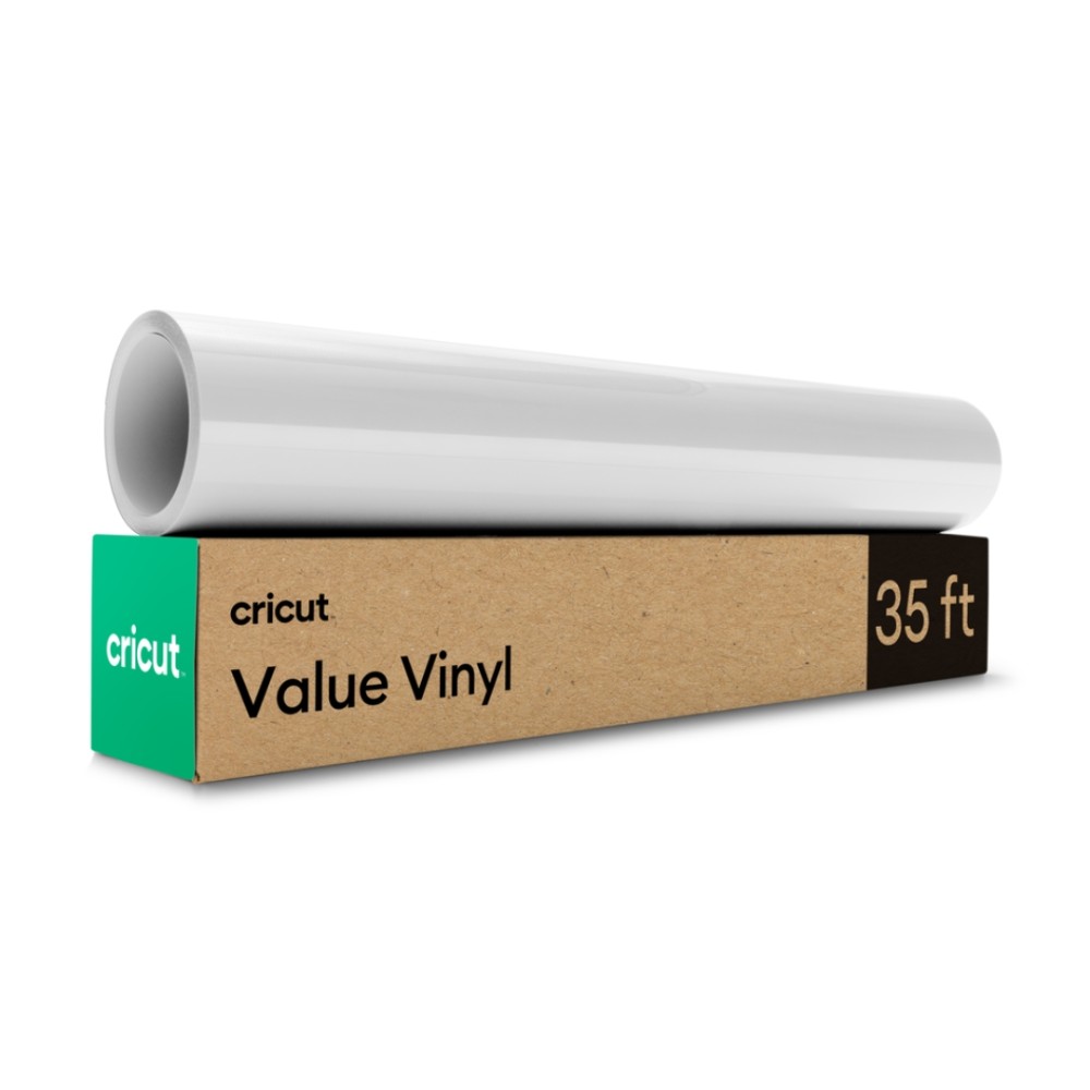 Vinil Adesivo Permanente, Cricut, Value Vinyl, 30,5 cm × 10,6 m, Acabamento Fosco, Branco, 2010879