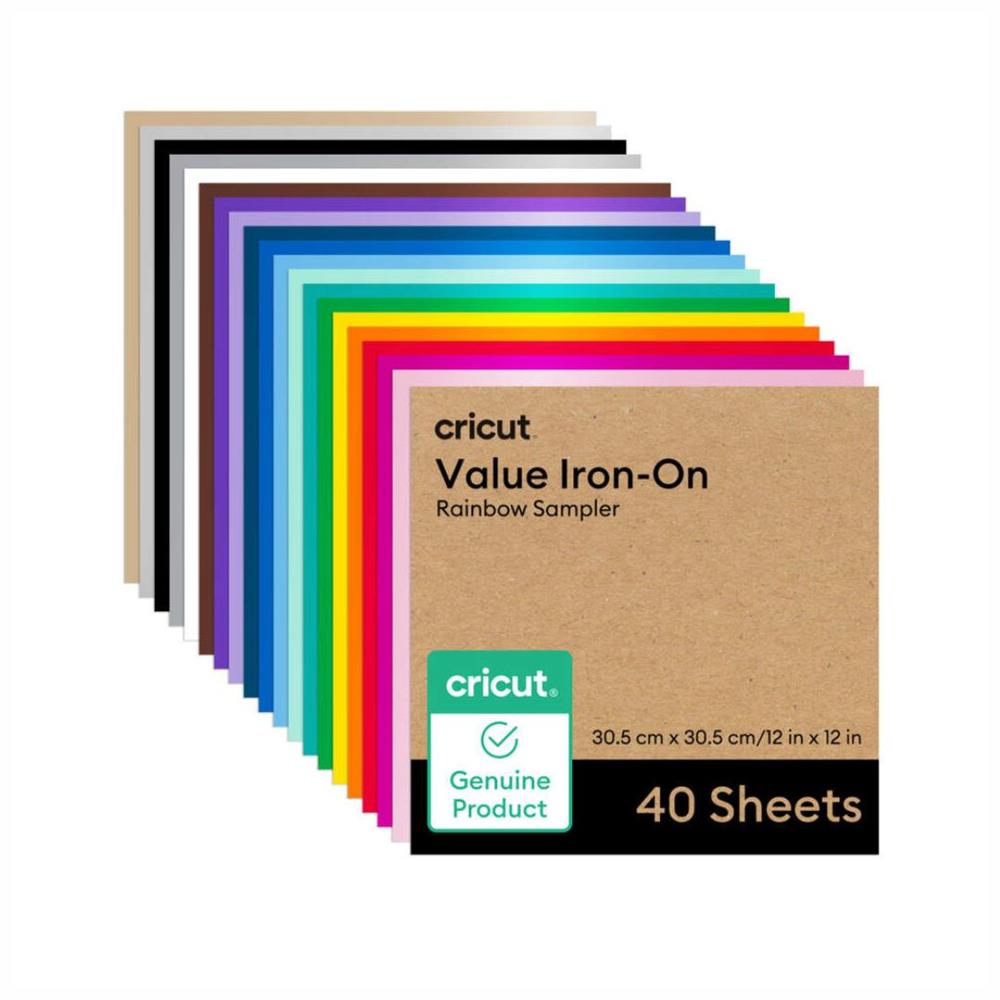 Vinil Termocolante Cricut Value  Arco-Irís 30,5 cm x 30,5 cm (40 folhas) – HTV (vinil de transferência por calor)